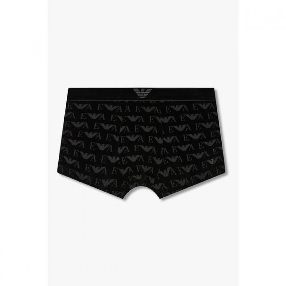 Emporio Armani Мужские велюровые боксеры с узором из логотипов M(100)