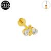 European-American F136 Titanium Bee Flower Push-in Ear & Lip Stud Piercing Jewelry