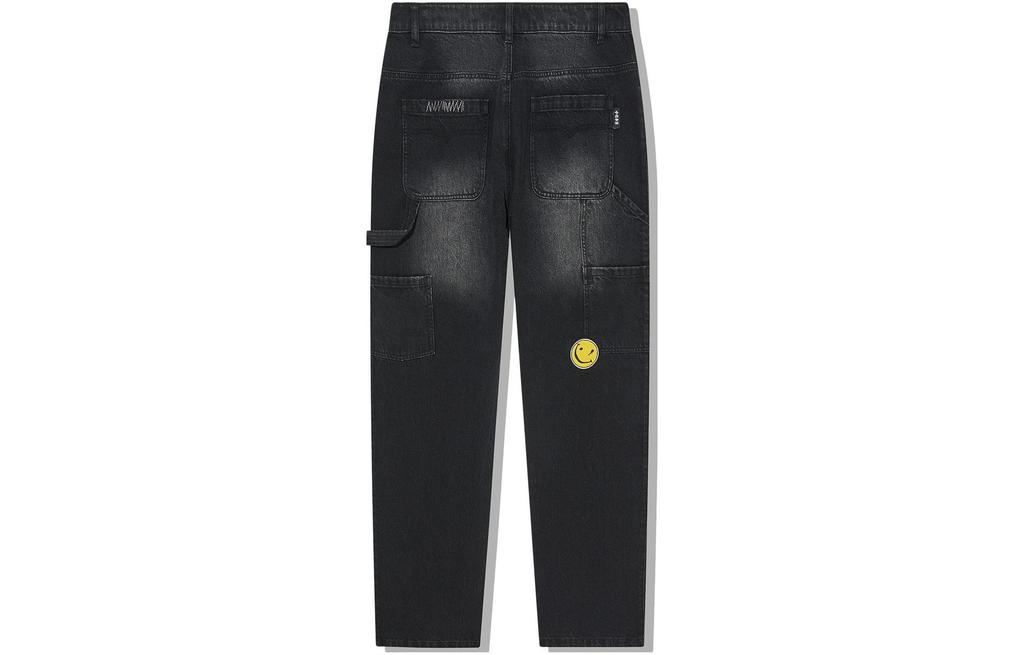 Li Ning Jeans Men's Black Denim Moderate Straight Fit Pants AJQT375-2