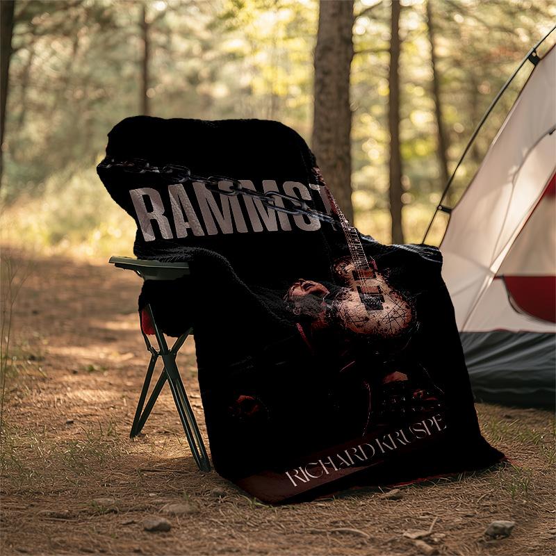 1pc Rammstein1 Theme Blanket - Digital Print, Polyester, Cozy for All Seasons, Perfect for Outdoor, Camping, and Travel