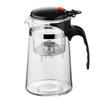 Elegant Heat-Resistant Glass Tea Infuser Pot with One-Button Filtering - Customizable with Logo Option.