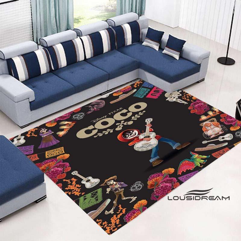 3D Printed Cute Cartoon Coco Floor Mat, Comfortable Flannel, Soft and Thickened, Non-Slip Mat, Suitable for Living Room, Bedroo