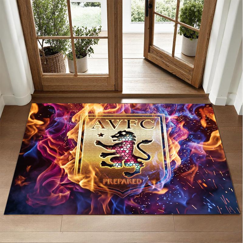 Aston Villa Football Design Crystal Velvet Rug Soft Decorative Mat for Bedroom Entrance