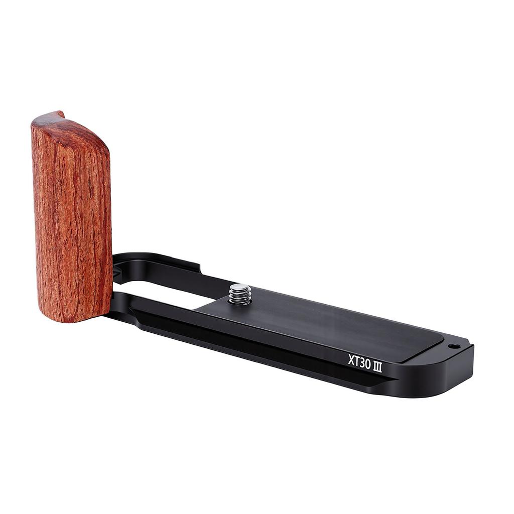 Hand Grip L Bracket Fit for Fujifilm XT30III Camera Aluminum Quick Release Plate with Wood Grip 1 4 Inch Thread Hole