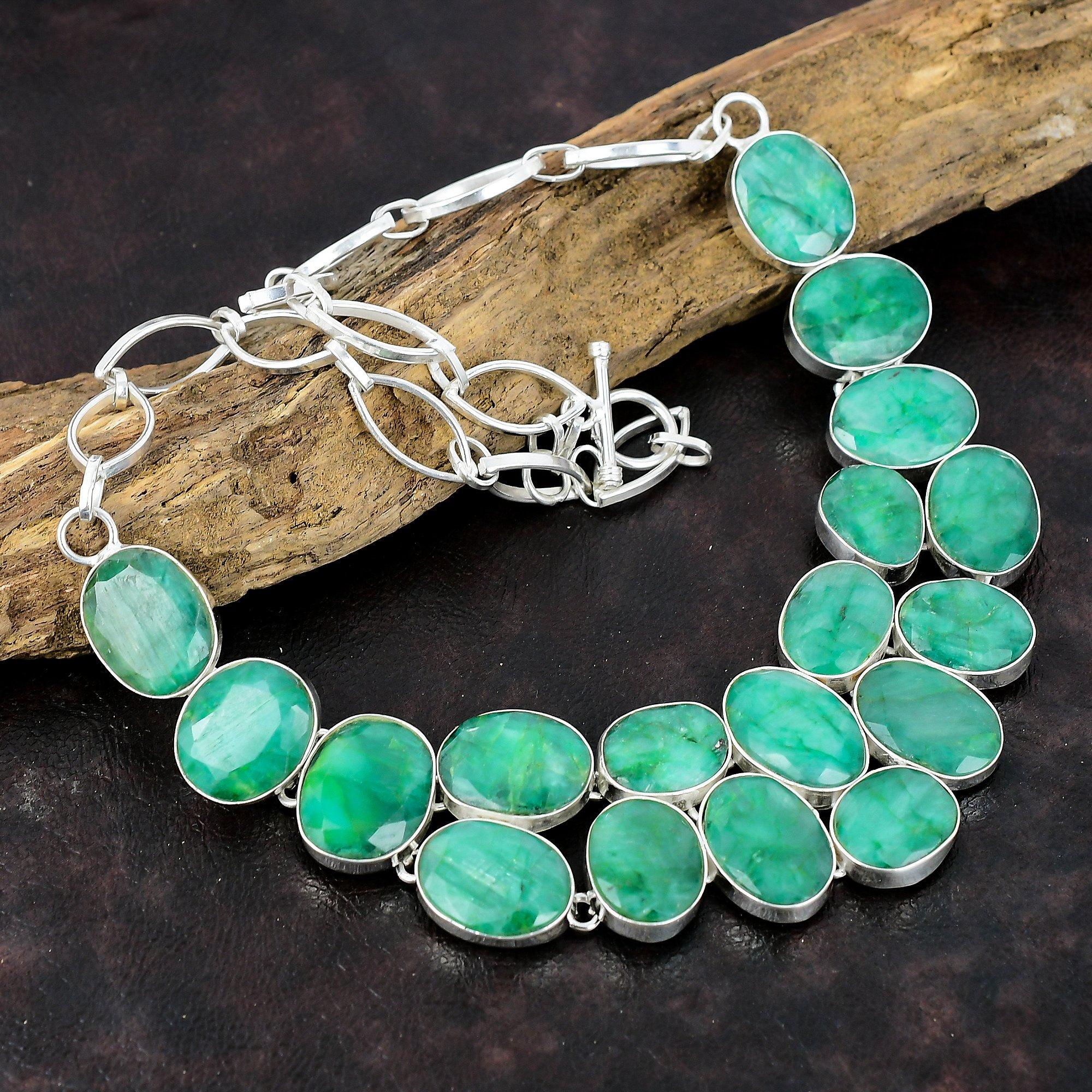 

Ожерелье с подвеской из стерлингового серебра 925 пробы с бразильским изумрудом 18 дюймов