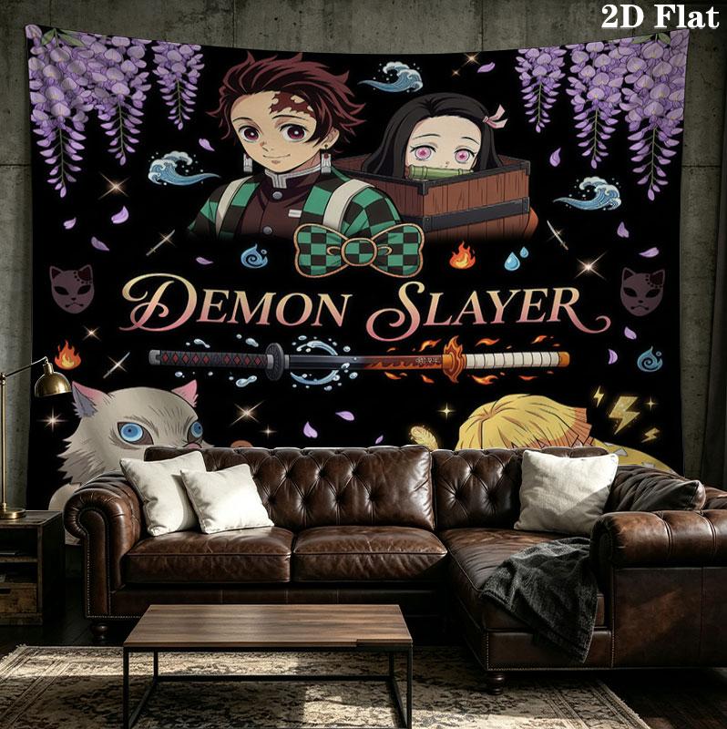 Gobelin Ścienny Demon Slayer Estetyczna Dekoracja Ścienna Koc z Drukowanej Tkaniny Dekoracyjne Gobeliny Do Sypialni Salonu Wystrój Domu
