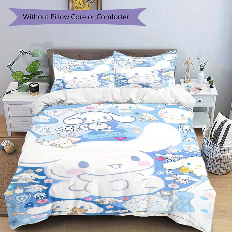 3pcs Cute Cinnamoroll Idea Design Printed Bedding Set, Soft and Comfortable Quilt Cover for Bedroom, Guest Room (1 Duvet Cover + 2 Pillowcas