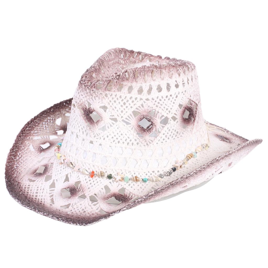 Popular sombrero de vaquero occidental hueco clásico europeo y americano, moda para hombre y mujer, sombrero de paja transpirable para vacaciones, protección solar