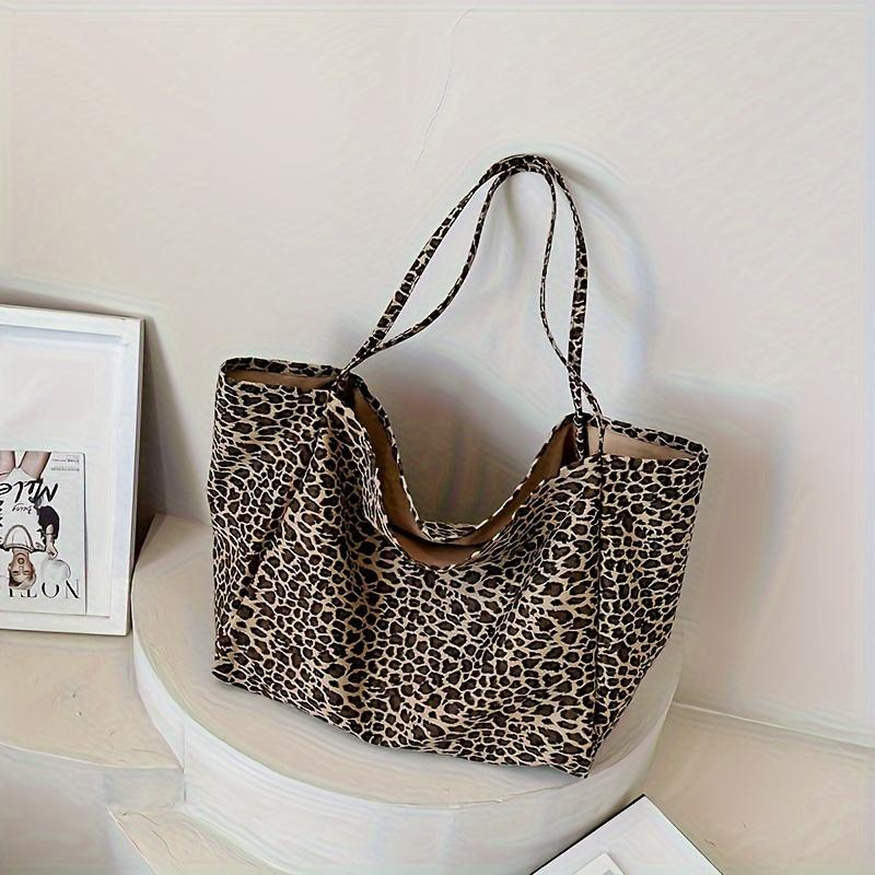Korean Large Capacity Lazy Style Leopard Print Single Shoulder Tote Bag, New Versatile Commuting Student Bag