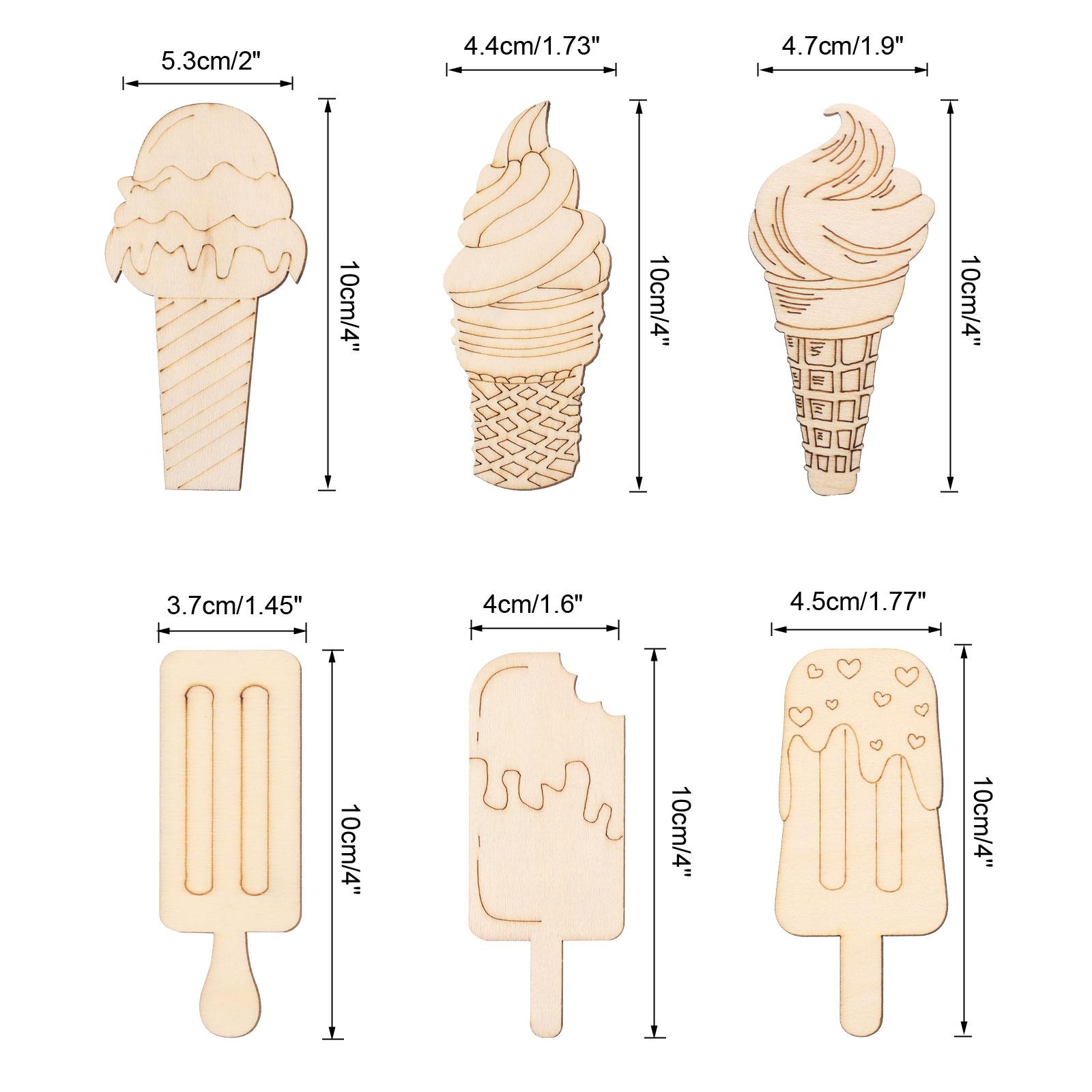 

30Set Ice Cream Shaped Wooden Cutouts DIY Wood Unfinished Hanging Wood Craft for Painting Cutouts for DIY Art and Crafting