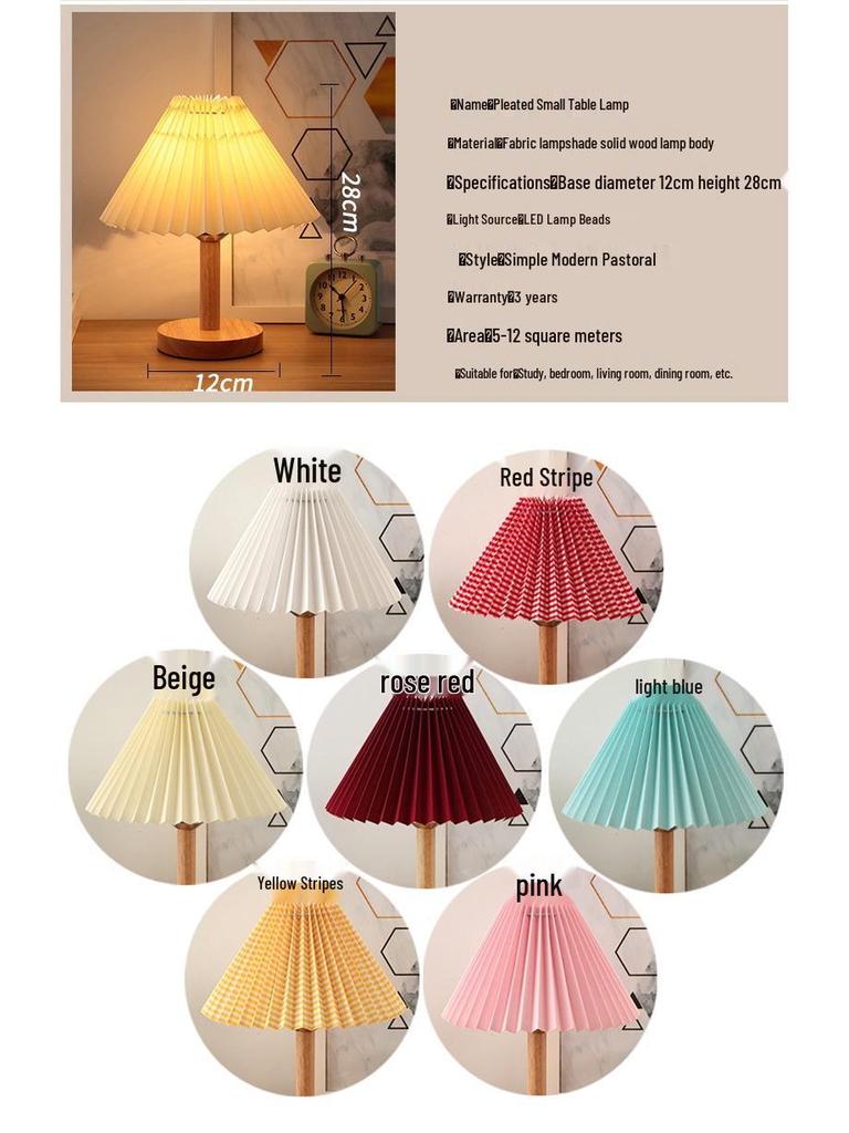 Pleated Nordic Style Table Lamp for Bedroom, Bedside, or Dormitory Décor