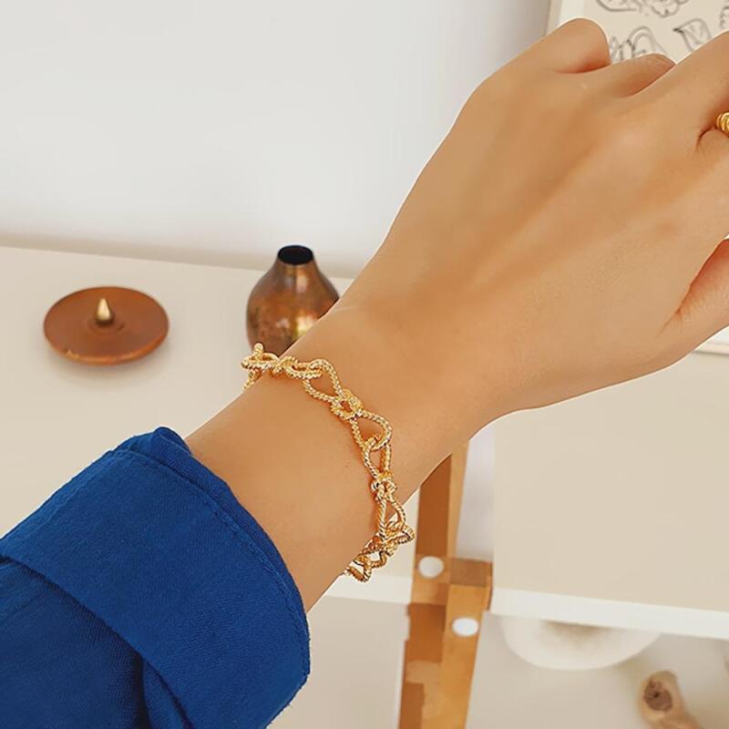 

Women s Bling Tem Ribbon Silver Rope Knot Bracelet A24872_Gold