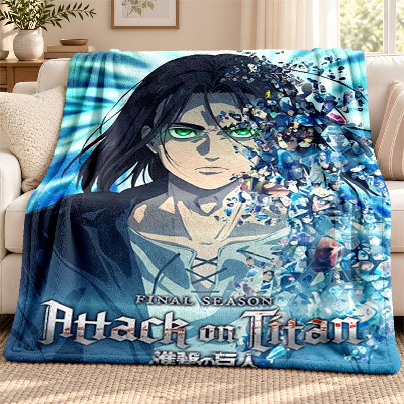 Attack On Titan Blanket Flannel Blanket Soft Cozy Plush Throw for Sofa Bed Lightweight Home Decoration Outdoor Camping