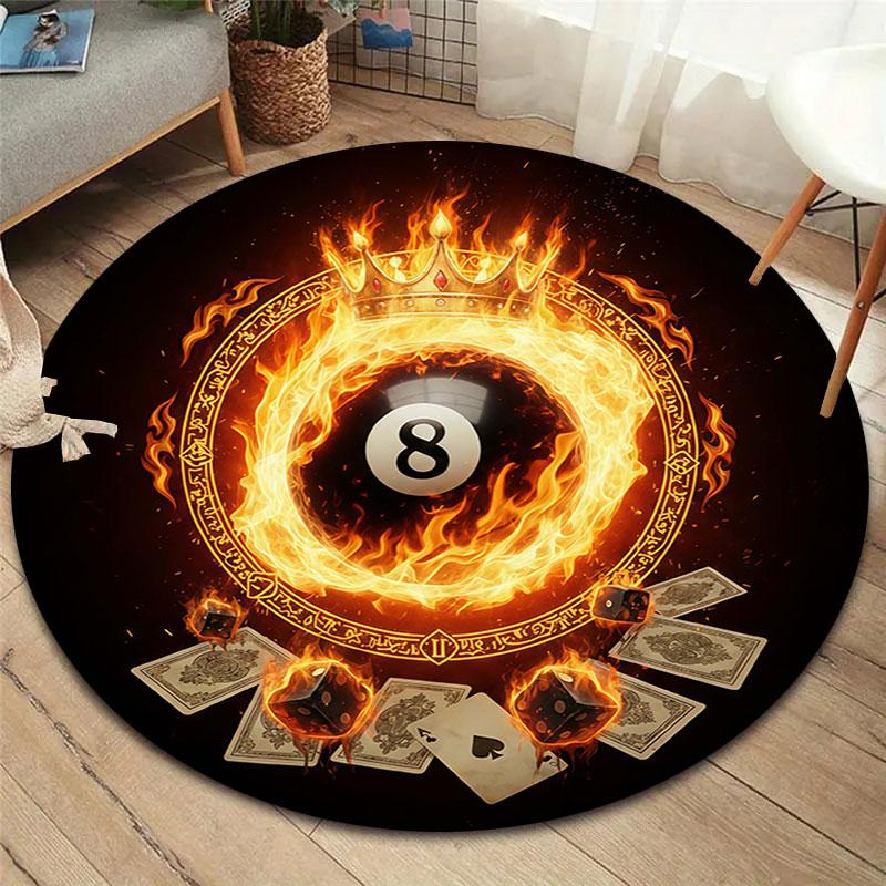 Burning Ball Round Area Rug,Carpet Rug for Living Room Bedroom Sofa Playroom Decor,Non Slip Floor Mat