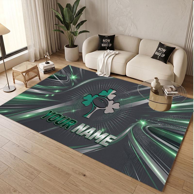 Custom Rug Ireland Rugby Pattern Print Name Text Soft Non‑Slip Floor Carpet for Home Indoor Decoration