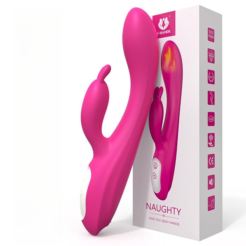 G Spot Rabbit Vibrator with Heating Function and Bunny Ears for Clitoris G-spot Stimulation Waterproof Dildo Women or Couple Fun