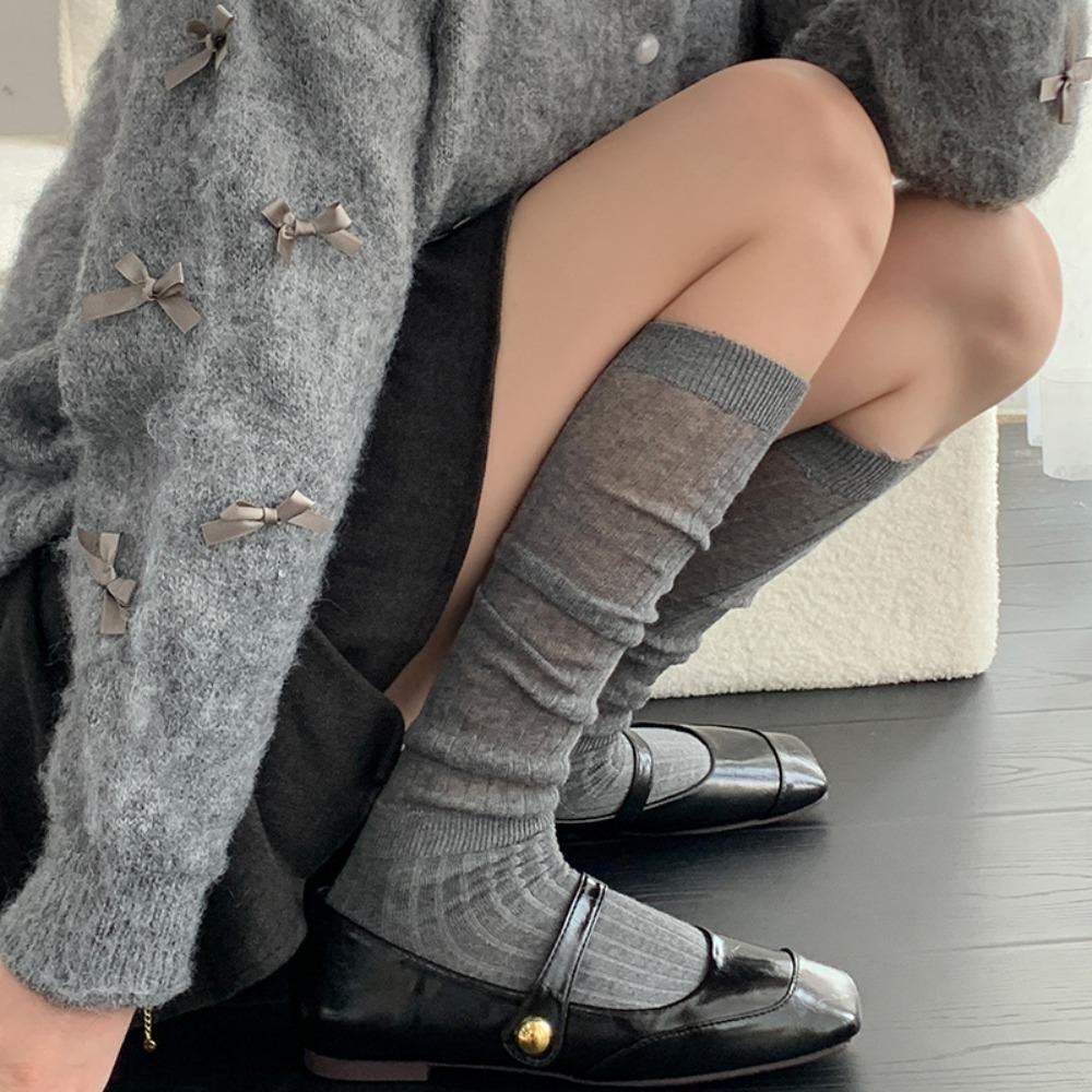 Thin Thin Long Socks Lolita Mid-tube Stocking Korean Ins Knee High Socks  Ballet