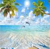 Beautiful Sea Mural Coconut Landscape Wallpaper Beach And Tree Dolphin Mural Living Room Bedroom Background Wallpaper