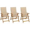 Foldable Garden Chairs 3 pcs with Cushions Solid Acacia Wood