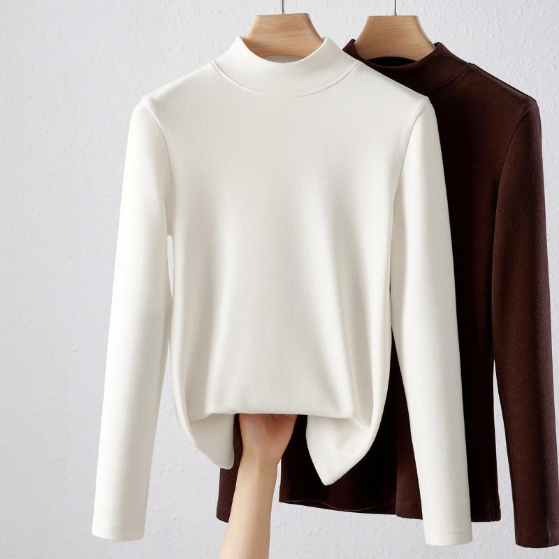 Semi-turtleneck German velvet bottoming shirt for women's inner wear, autumn and winter velvet thickened new air warm long sleeves