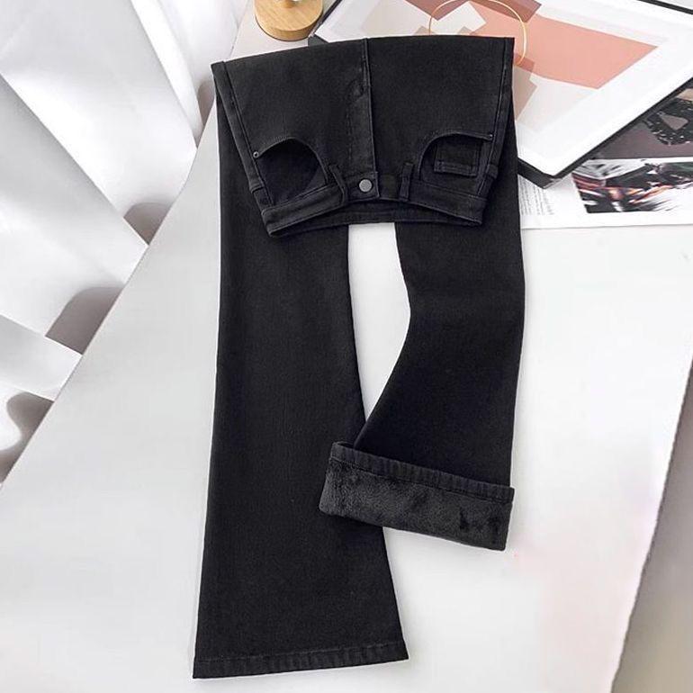 

Women s High-Waisted Black Velvet Flare Jeans - Slimming Fit, Winter 2025 Collection M (95-105 lbs recommended)
