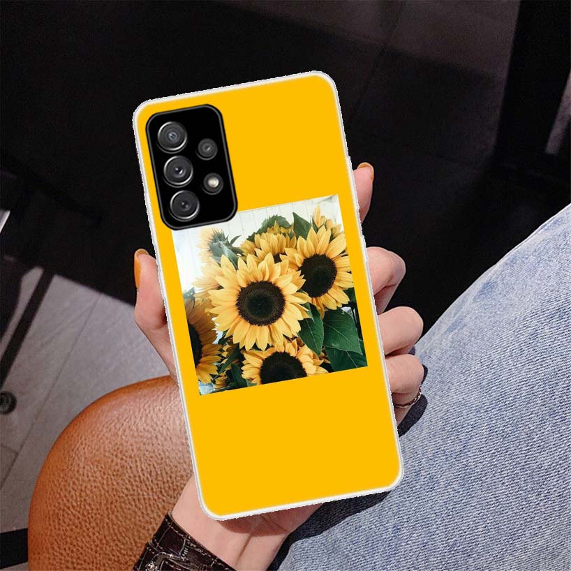 Beauty Yellow Sunflower Print Cover Phone Case For Samsung Galaxy A55 A54 A53 A52 A15 A14 A13 A12 A35 A34 A33 A32 A25 A24 A23 A2