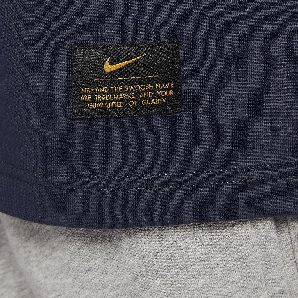 Nike Solid Color Casual Pullover Knit Crew Neck Short Sleeve T-Shirt Men Tops Navy-Blue FN2646-451
