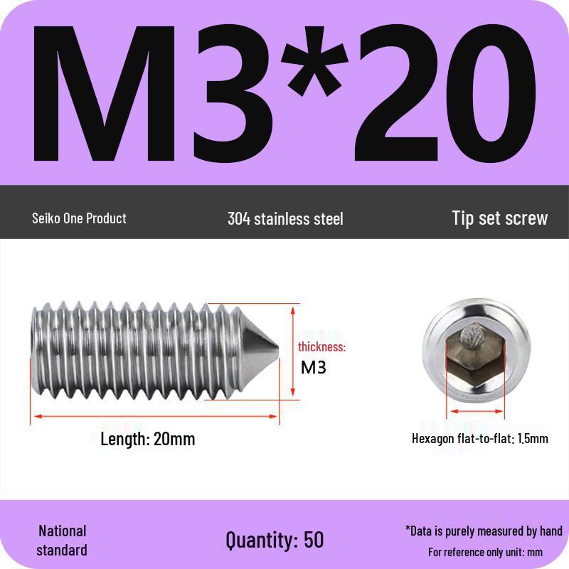 304 Stainless Steel Internal Hex Set Screw | Headless Grub Screw M2-M16