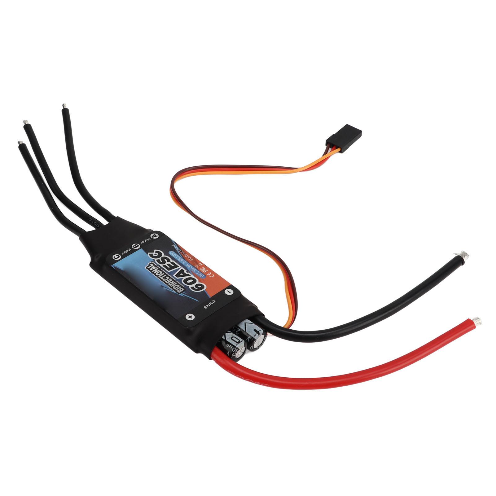 

Black 60A Bidirectional Brushless ESC Rapid Response Brushless Electric Speed Controller for RC Car Boat