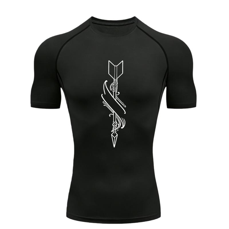 Dart Pattern Men's Sports T-shirt Training Fitness Compression Workout T-Shirt Gym T-shirts Men's Stretch T-shirt
