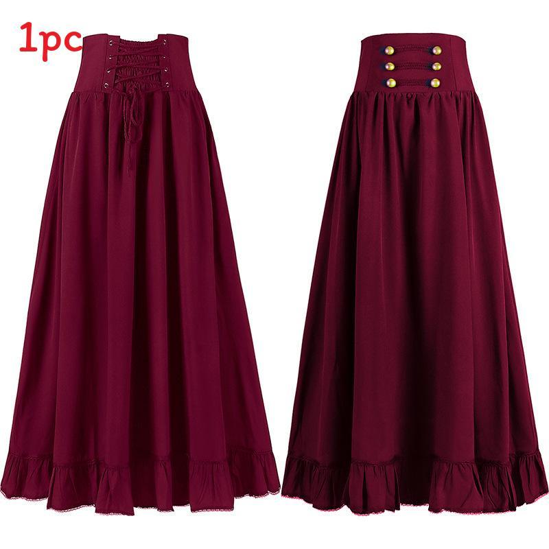 Halloween Gothic Renaissance Skirt With Drawstring For Cosplay And Costumes
