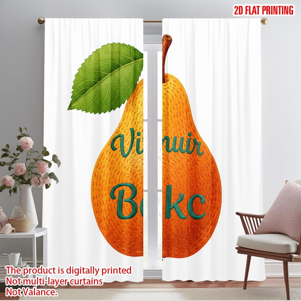 

2pcs 2D flat printing Window Curtains Embroidery Pear Polyester Without Electricity Seasonal Party & Holiday Decor Use for Photo 52.50×116.00 CM 2pcs