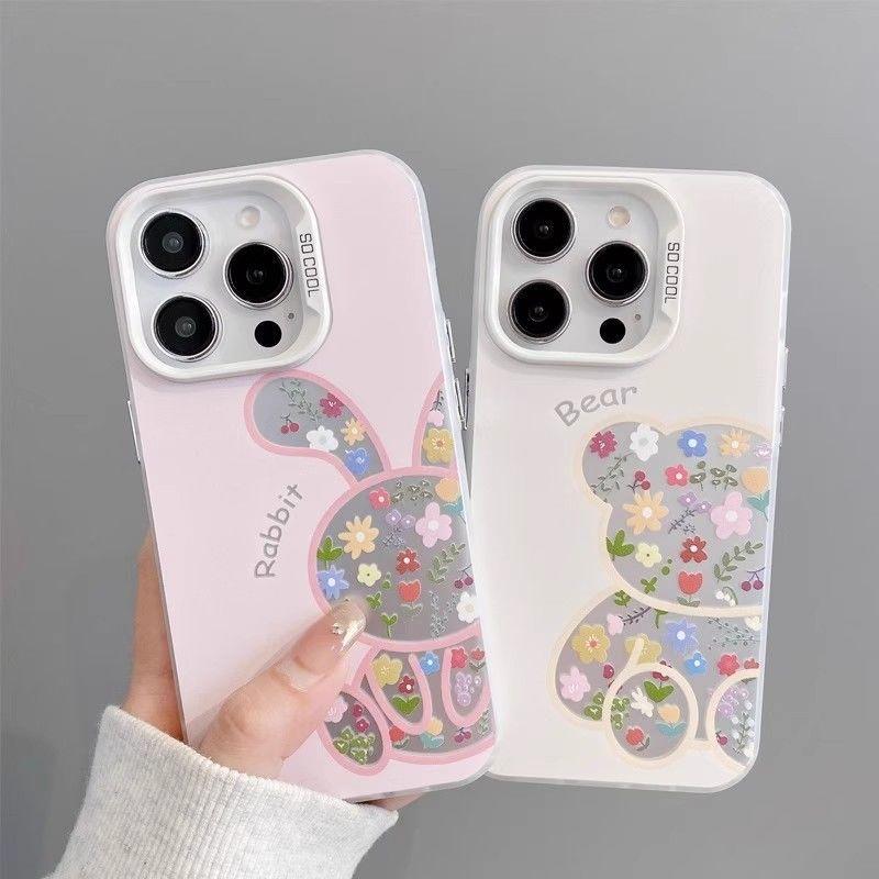 IMD Flower Rabbit Suitable for iphone11promax Mobile Phone Case Bear Apple 11 Protective Case Color Silver 11ins