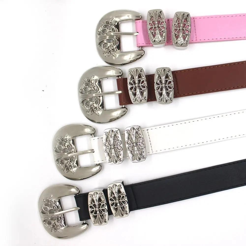 2025 New Punk Style Women's Fashion Belt Y2k Hollow Carving Cross Buckle Casual Versatile Decorative Belt Women's Accessories