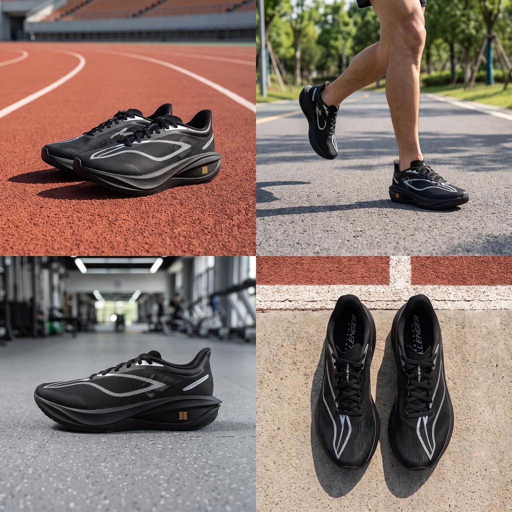 Li Ning Feidian 5 Challenger Ultralichte Technologie Hardloopschoenen Heren Hardloopschoenen Zwart Zilver ARMV001-9