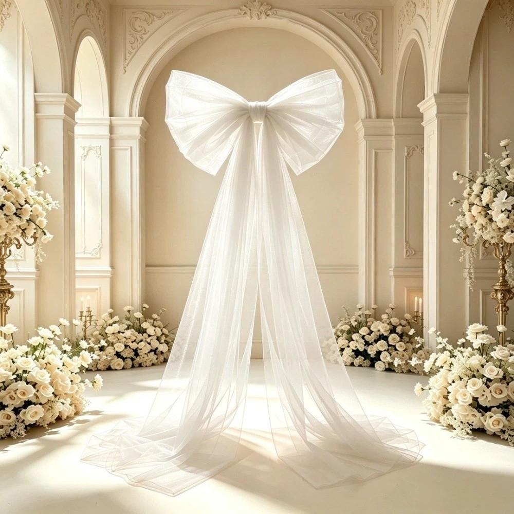Elegant Modern Wedding Decor Mesh Bow Luxurious Red Celebration Ornament Birthday Party