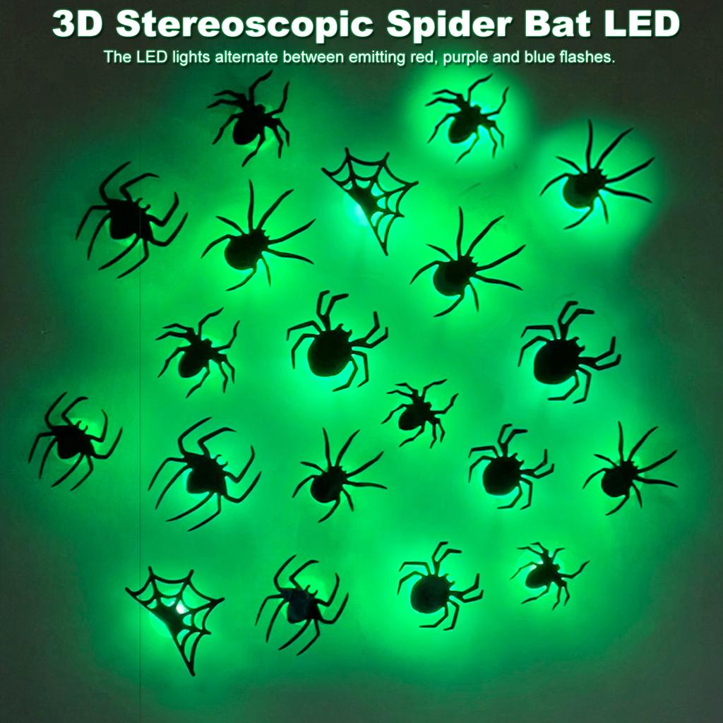 LED Glow Wall Stickers Lighted Wall Stickers Halloween 3D Bat Wall Stickers for Wall Window Indoor and Outdoor Decor