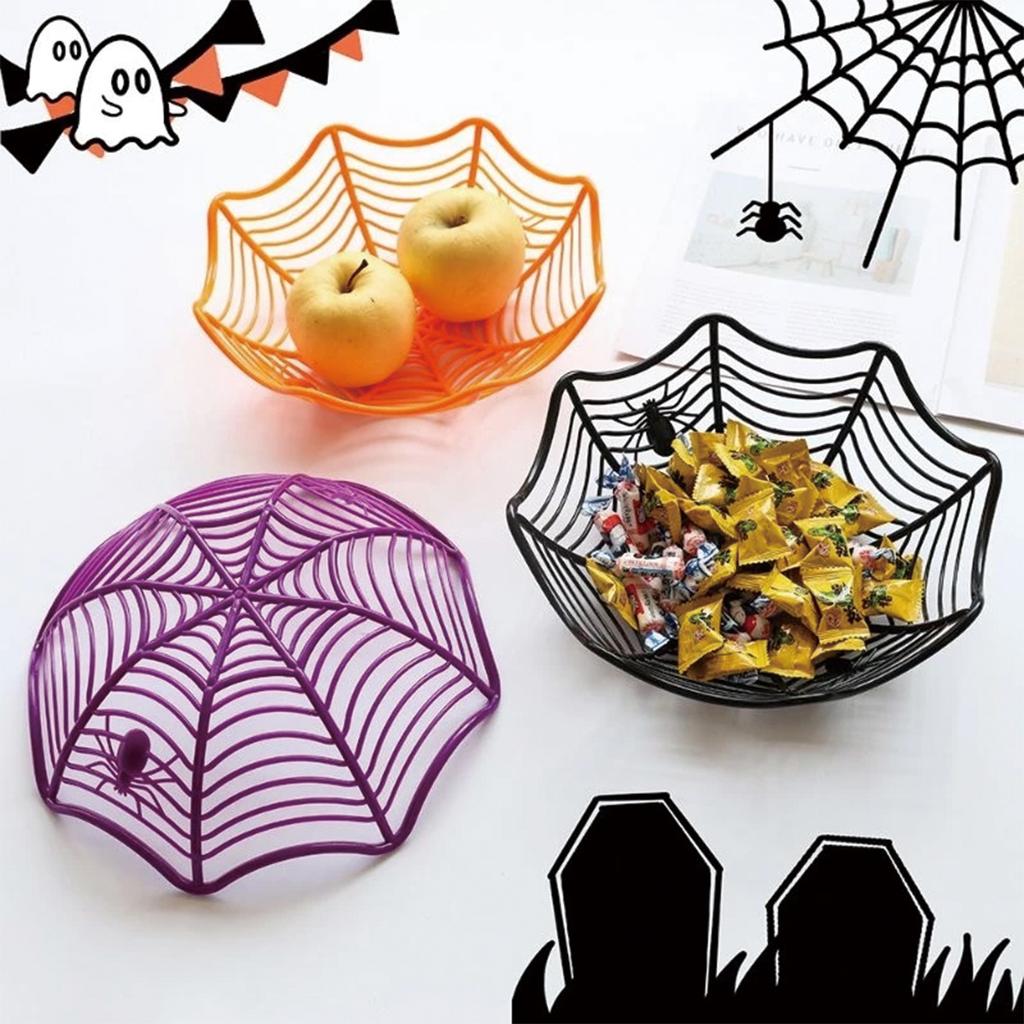 Halloween Spider Web Dessert Basket Halloween Party Decor 2025 Candy Bowl Haunted House Trick or Treat Party Supplies Snack Tray