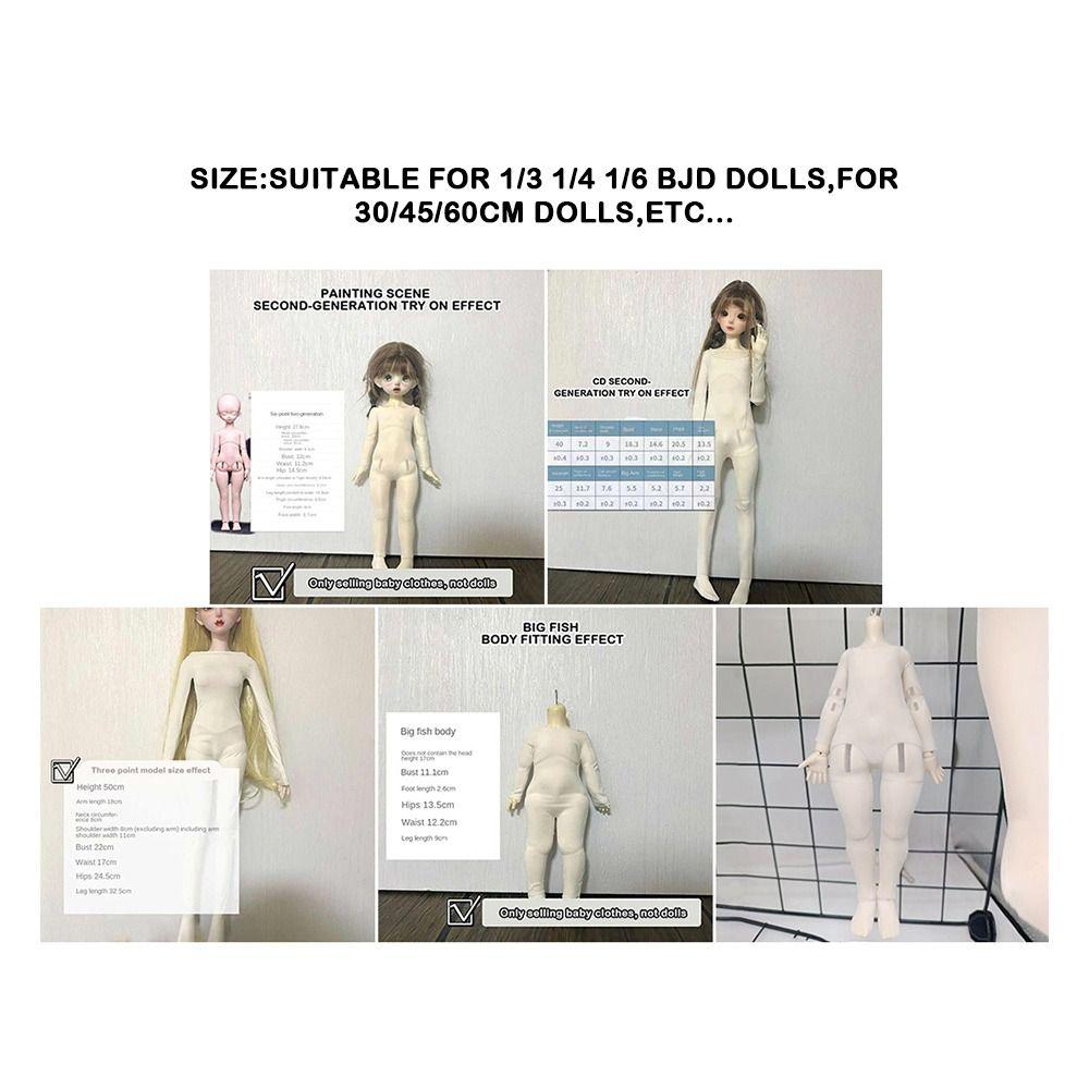 White Doll Elastic Jumpsuit Cute Doll Sleep Clothes for 1/3 1/4 1/6 BJD 30/45/60cm Dolls
