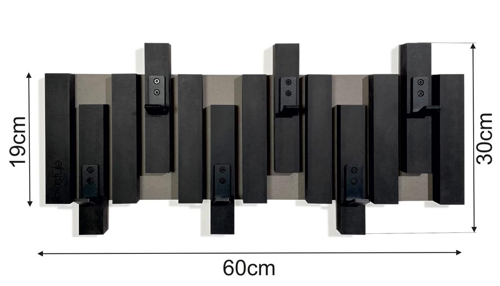 Black Lamele Mini 60cm Wall Clothes Hanger