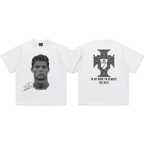 Y2K Messi Neymar CR7 Oversized T-shirt Football Streetwear Summer Men's Women's Retro Fashion Cotton Top Unisex