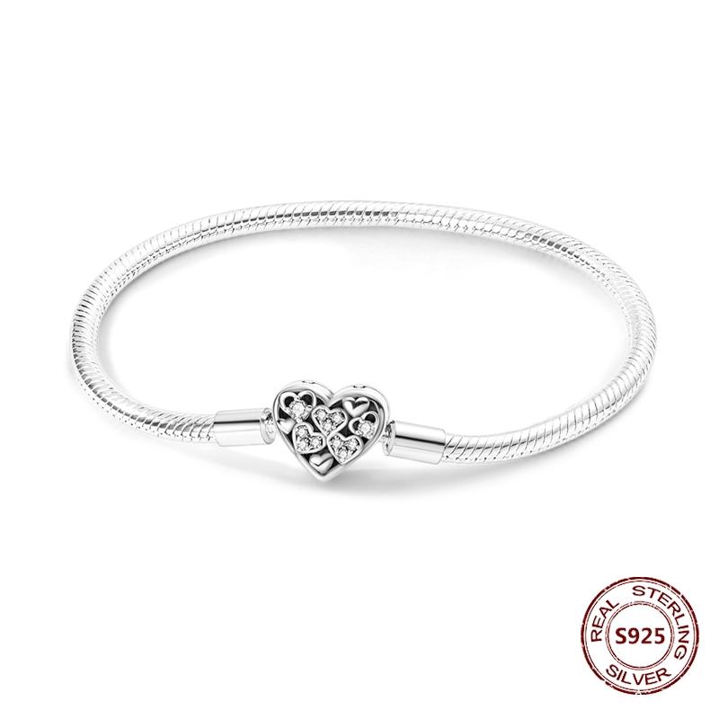 Pink Love Heart Copper Metal Bracelet High Quality Fine Jewelry Authentic Original Bracelets Zircon Cat Paw Snake Chain Designed For Do It Yourself
