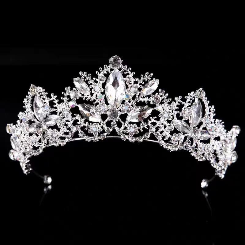 Bride's Golden Crown Tiara Rhinestone Headband European and American Wedding White Wedding Accessories Wedding Hair Accessories