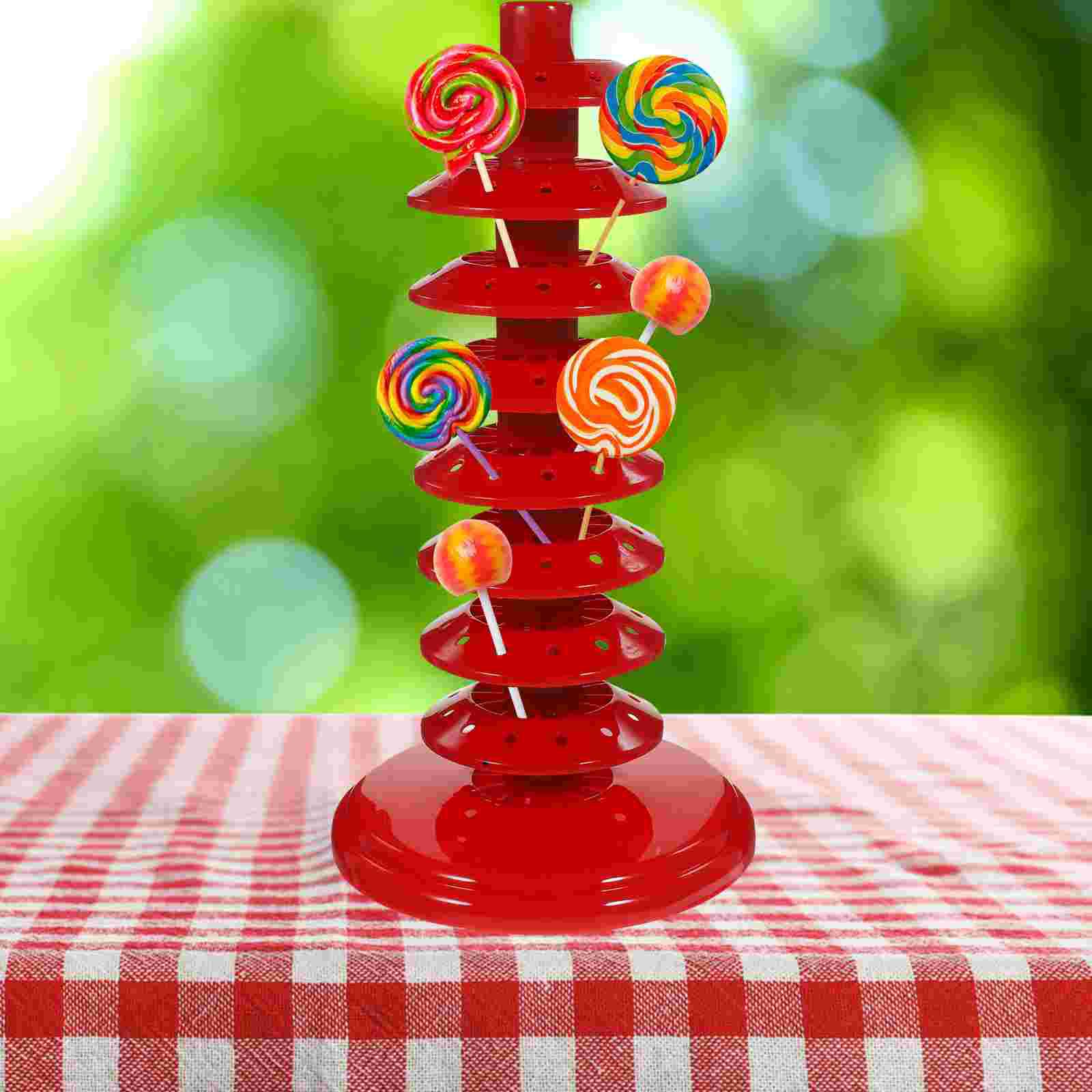 

1Pc Red 8Layers Adjustable Pp Lollipop Holder Candy Display Rack Cake Pops Stand Decorative Tabletop Figurine Display Accessory красный