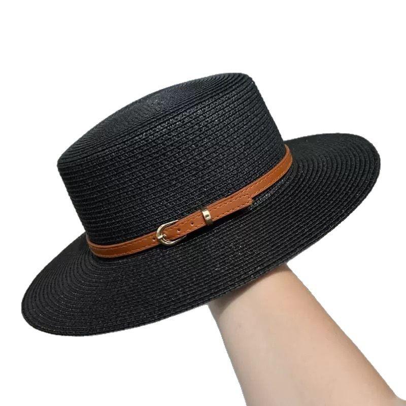 Straw Hat Women's Summer Beach Sunshade Hat Braided Straw Sunblock Hat French Belt Vintage Top Hat Sun Hats For Women
