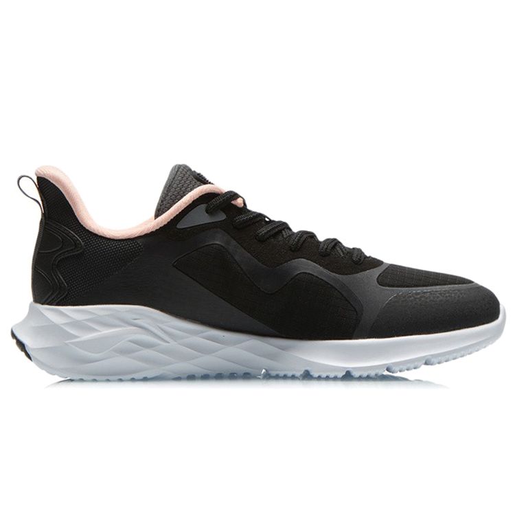Li Ning Casual Shock Absorbing Reflective Wear Resistant Non Slip Low Top Running Shoes Women Sneakers Gray Black ARSR046-3