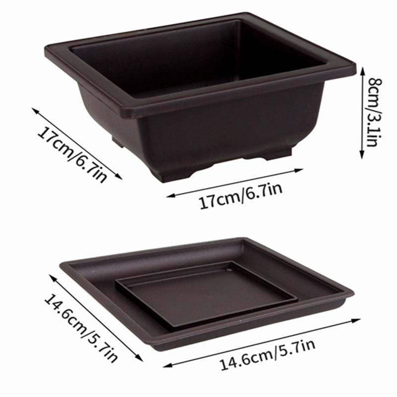 Flowerpots Imitation Purple Clay Succulent Plants Pots Outdoor Garden Landscape Bonsai Pot Trays Rectangular Square Planter