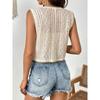 Europe and America Cross Border Spring and Summer V Neck Plant Pattern Knitting Crocheted Cut Out Single-Breasted Short Vest Vest Tops Women