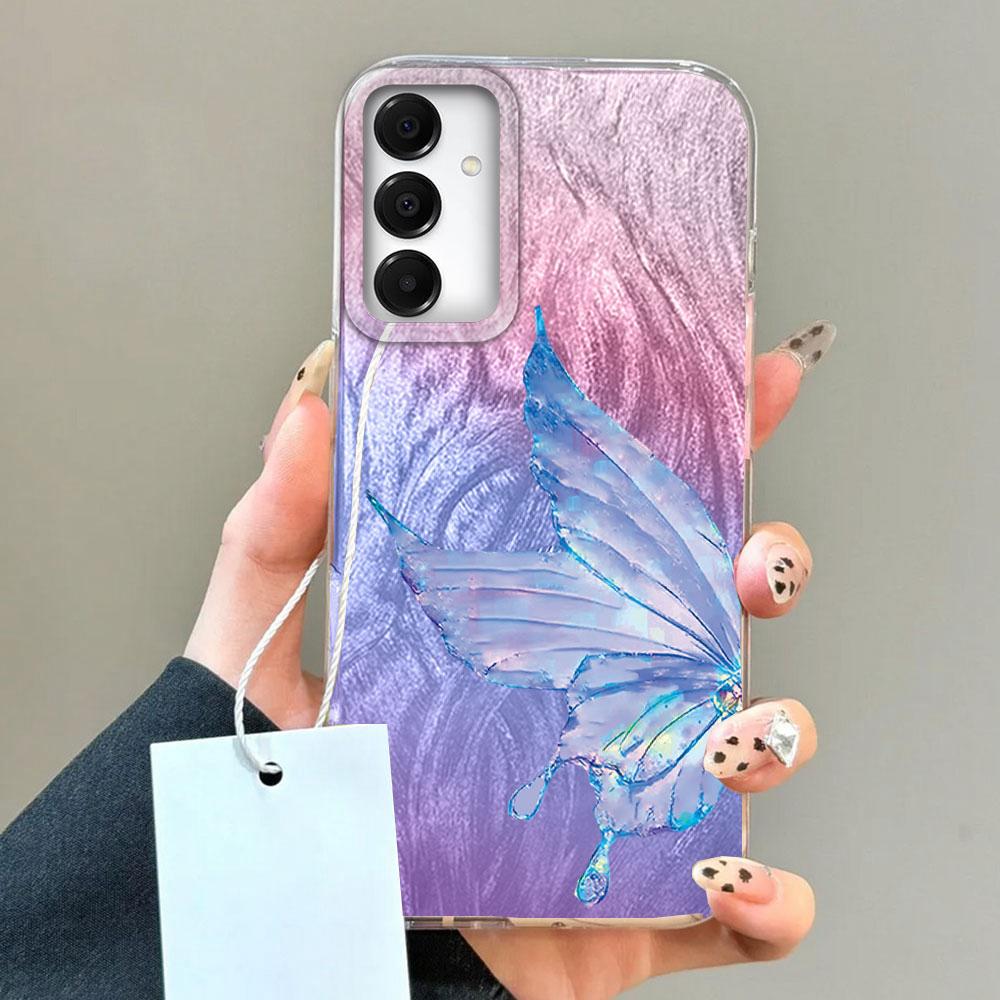 Luxury Laser Silver Butterfly Texture Phone Case for Samsung Galaxy A55 A56 A36 A26 A16 A54 A06 A53 Shell Silicone Back Cover