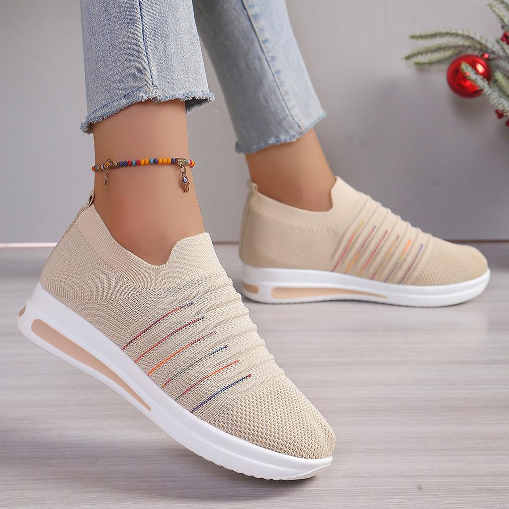 Fashion Women's Sneakers Spring Summer Versatile Thick Bottom Large Size Flat Single Shoes Mesh Breathable Slip on Casual Vulcanize Shoe